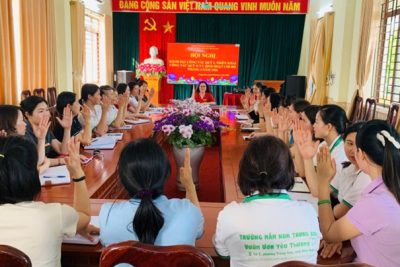 CHI BỘ TRƯỜNG MẦM NON TRUNG SƠN TỔ CHỨC HỘI NGHỊ ĐÁNH GIÁ CÔNG TÁC QUÝ I, TRIỂN KHAI NHIỆM VỤ QUÝ II VÀ SINH HOẠT CHI BỘ THÁNG 4 NĂM 2026