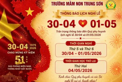 Thông báo lịch nghỉ lễ 30/4 và 01/5